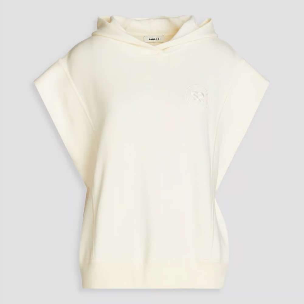 SANDRO Cream Hooded Sleeveless Top
